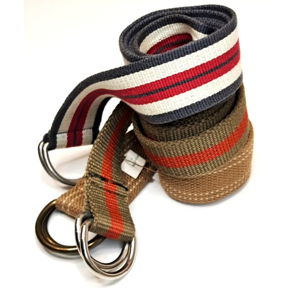 Canvas Belts Lot Of 3 Mens Belt Casual Retro Outdoors Preppy Classic Striped - Picture 2 of 8